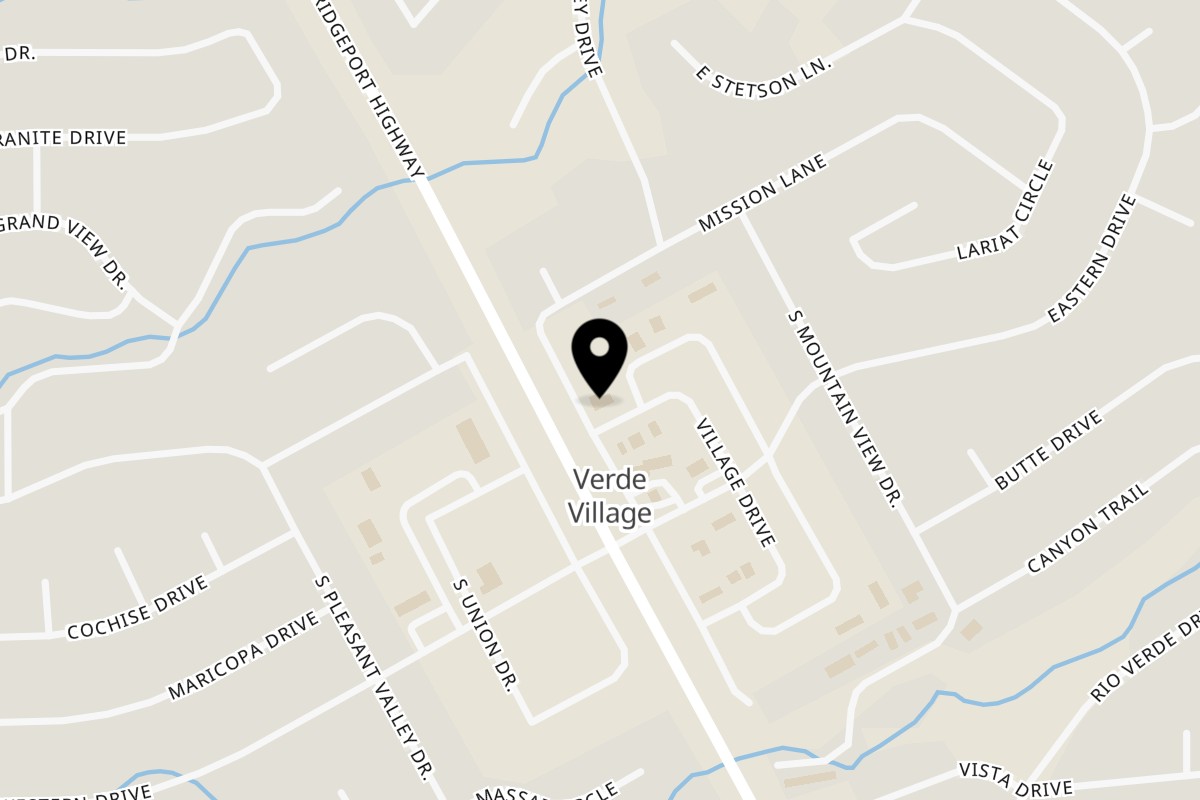 Map showing the location of Verde Ranch Grill on 2501 Village Dr in Cottonwood